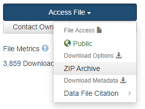 Screenshot of how to download data from Harvard Dataverse.